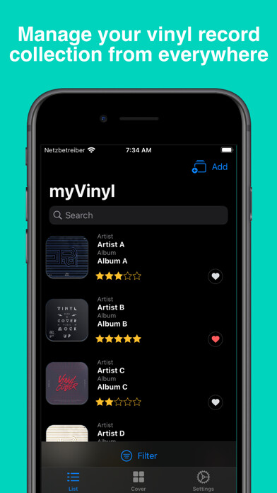Emulate iPhone app myVinyl - Records Manager using MyAndroid