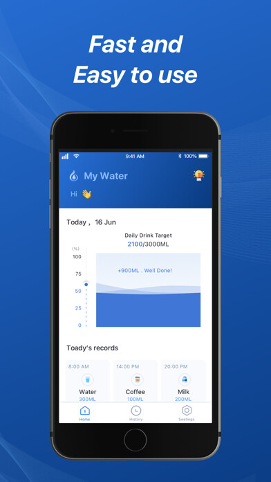Emulate iPhone app My Water - Daily Tracker using MyAndroid