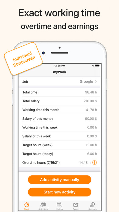Emulate iPhone app myWork - Time tracking using MyAndroid Emulate iPhone app myWork - Time tracking using MyAndroid