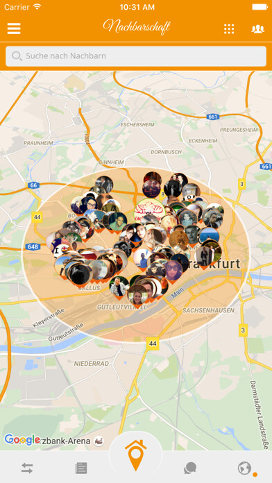 Emulate iPhone app Nachbarschafts-App using MyAndroid