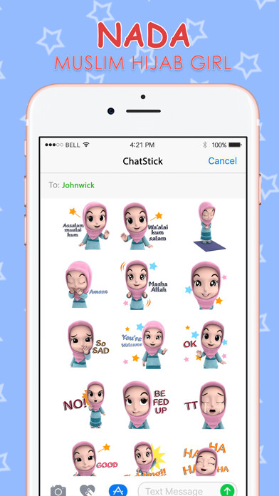 Emulate iPhone app Nada1 Muslim hijab Eng Stickers for iMessage using MyAndroid Emulate iPhone app Nada1 Muslim hijab Eng Stickers for iMessage using MyAndroid