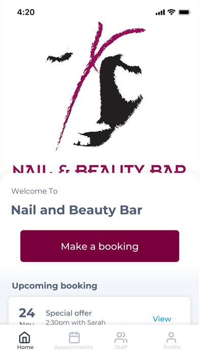 Emulate iPhone app Nail and Beauty Bar using MyAndroid