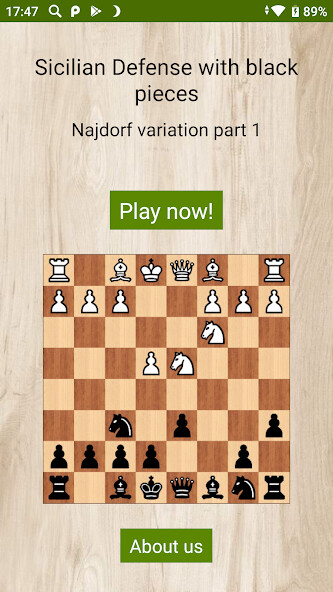 Run android online APK Najdorf variation (full ver.) from MyAndroid or emulate Najdorf variation (full ver.) using MyAndroid