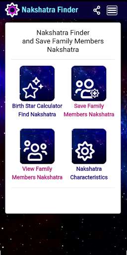 Run android online APK Nakshatra Calculator & Save Family Birth Star Info from MyAndroid or emulate Nakshatra Calculator & Save Family Birth Star Info using MyAndroid Run android online APK Nakshatra Calculator & Save Family Birth Star Info from MyAndroid or emulate Nakshatra Calculator & Save Family Birth Star Info using MyAndroid