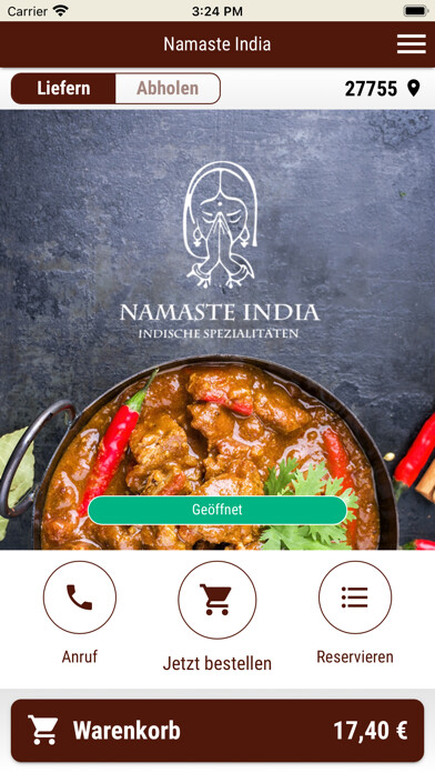 Emulate iPhone app Namaste India Delmenhorst using MyAndroid Emulate iPhone app Namaste India Delmenhorst using MyAndroid