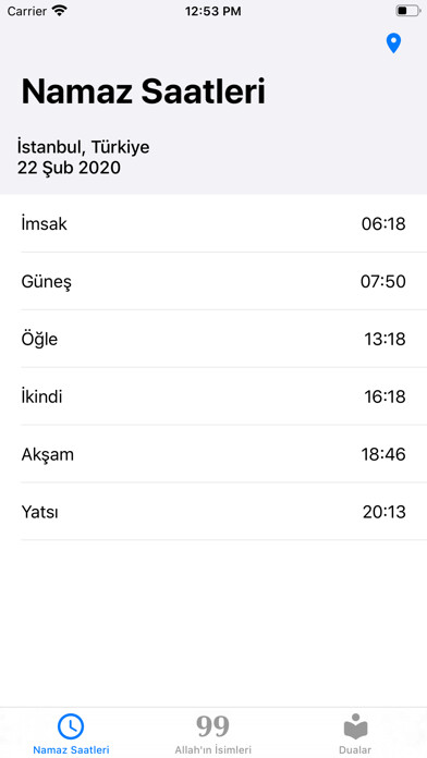 Emulate iPhone app Namaz Vakitleri ve Dualar using MyAndroid