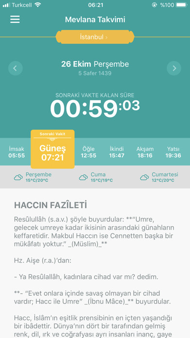 Emulate iPhone app Namaz Vakti Mevlana Takvimi using MyAndroid