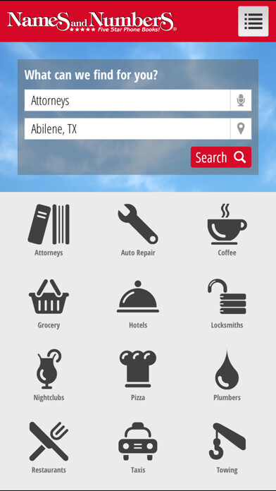 Emulate iPhone app Names and Numbers Yellow Pages using MyAndroid