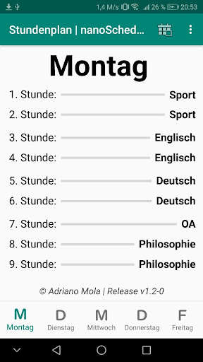 Run android online APK nanoSchedule - Stundenplan App from MyAndroid or emulate nanoSchedule - Stundenplan App using MyAndroid