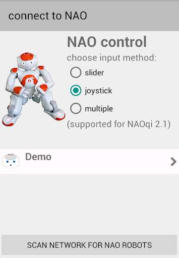 Run android online APK NAO control from MyAndroid or emulate NAO control using MyAndroid