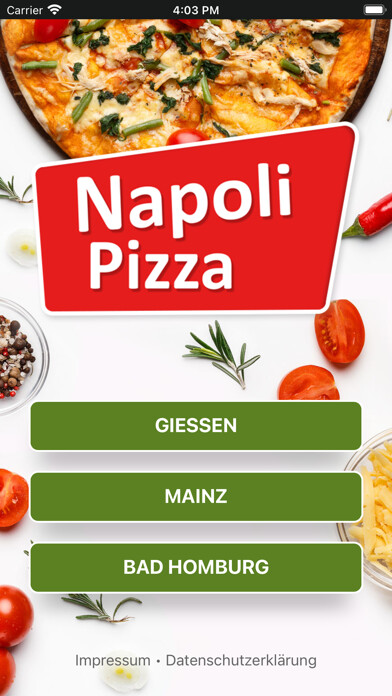 Emulate iPhone app Napoli Pizza Giessen using MyAndroid Emulate iPhone app Napoli Pizza Giessen using MyAndroid