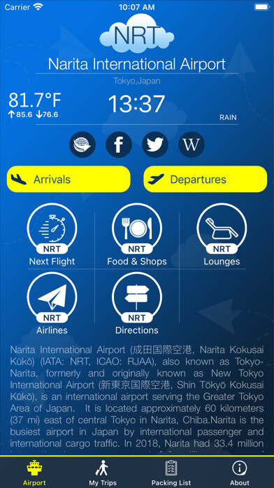 Emulate iPhone app Narita Airport (NRT) + Radar using MyAndroid Emulate iPhone app Narita Airport (NRT) + Radar using MyAndroid