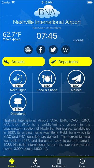 Emulate iPhone app Nashville Airport Info + Radar using MyAndroid Emulate iPhone app Nashville Airport Info + Radar using MyAndroid