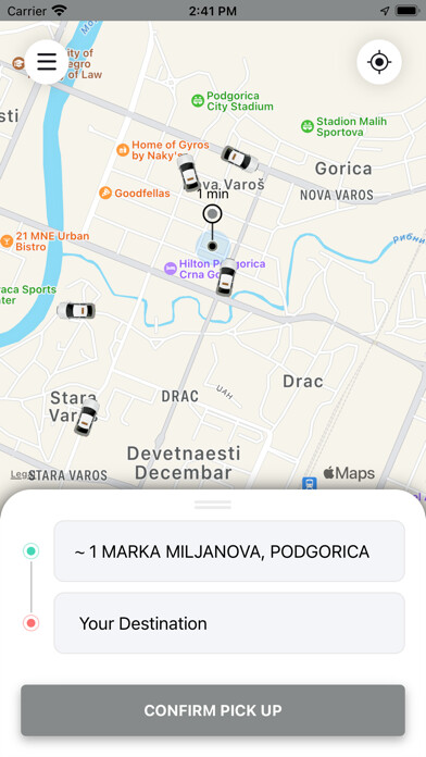 Emulate iPhone app Naš Taxi Podgorica using MyAndroid