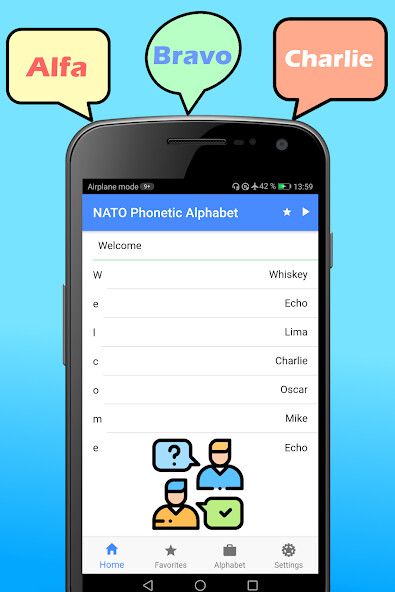 Run android online APK NATO Phonetic Alphabet from MyAndroid or emulate NATO Phonetic Alphabet using MyAndroid