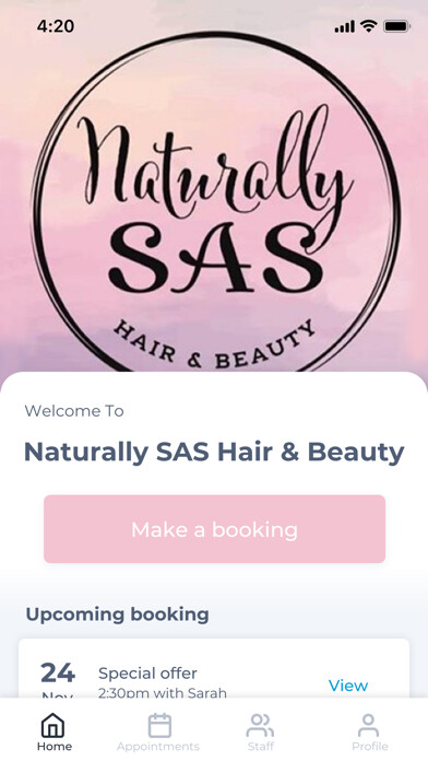 Emulate iPhone app Naturally SAS Hair & Beauty using MyAndroid Emulate iPhone app Naturally SAS Hair & Beauty using MyAndroid