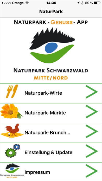 Emulate iPhone app Naturpark-Genuss-App using MyAndroid