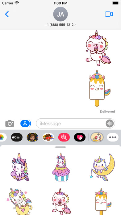 Emulate iPhone app Naughty Unicorn Stickers using MyAndroid