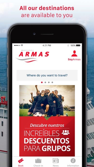 Emulate iPhone app NAVIERA ARMAS: reserve tickets using MyAndroid