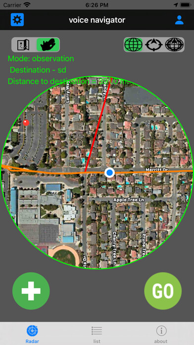 Emulate iPhone app Navigator for pedestrians using MyAndroid