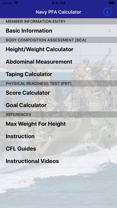 Emulate iPhone app Navy PFA Calc using MyAndroid Emulate iPhone app Navy PFA Calc using MyAndroid