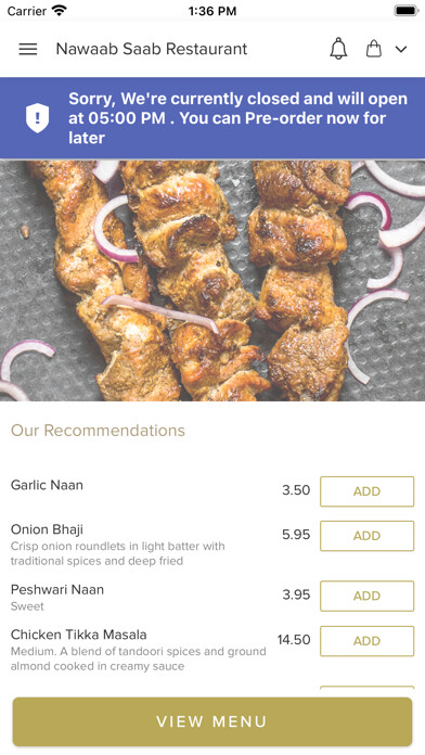 Emulate iPhone app Nawaab Saab Restaurant using MyAndroid Emulate iPhone app Nawaab Saab Restaurant using MyAndroid