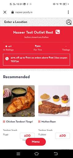 Run android online APK Nazeer Foods Restaurant from MyAndroid or emulate Nazeer Foods Restaurant using MyAndroid