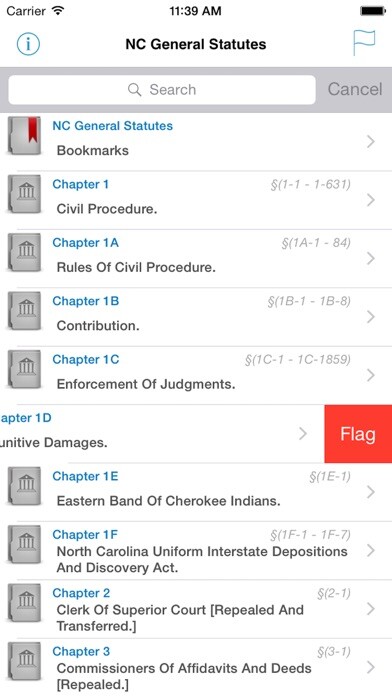 Emulate iPhone app NC Laws North Carolina Code using MyAndroid