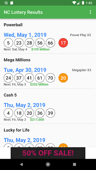 Run android online APK NC Lottery Results from MyAndroid or emulate NC Lottery Results using MyAndroid