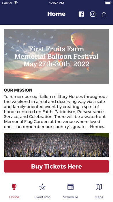 Emulate iPhone app NC Memorial Balloon Festival using MyAndroid