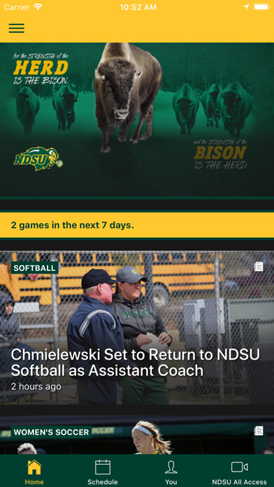 Emulate iPhone app NDSU Athletics using MyAndroid
