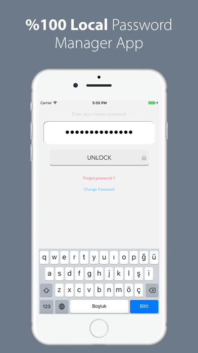 Emulate iPhone app Neat Password - Offline Password Manager App using MyAndroid