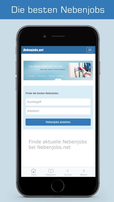 Emulate iPhone app Nebenjobs.net using MyAndroid