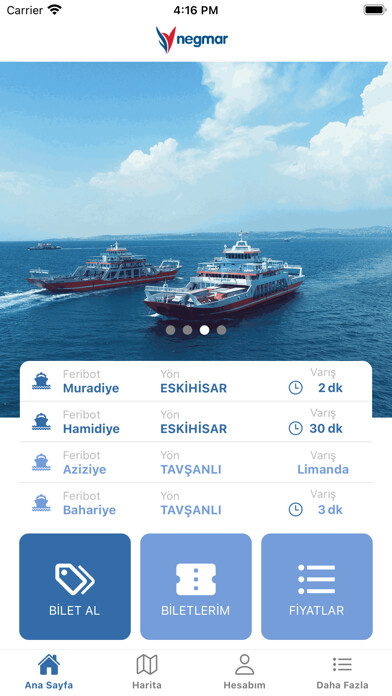Emulate iPhone app Negmar Feribot Seferleri using MyAndroid