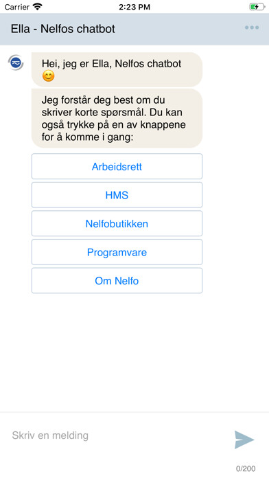 Emulate iPhone app Nelfo chatbot – Ella using MyAndroid