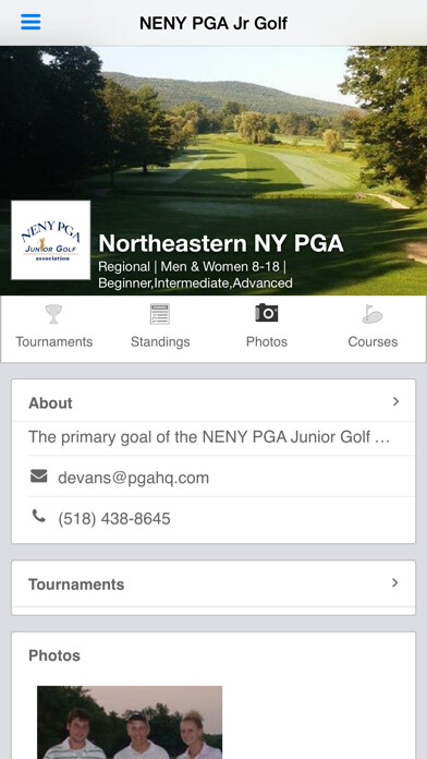 Emulate iPhone app NE NY PGA Junior Golf using MyAndroid