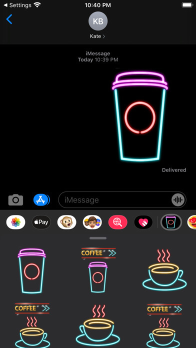 Emulate iPhone app Neon Coffee Stickers using MyAndroid Emulate iPhone app Neon Coffee Stickers using MyAndroid