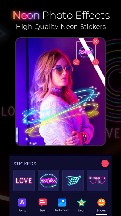 Emulate iPhone app Neon Text on Photo - Text Glow using MyAndroid