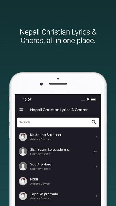 Emulate iPhone app Nepali Christian Lyrics Chords using MyAndroid