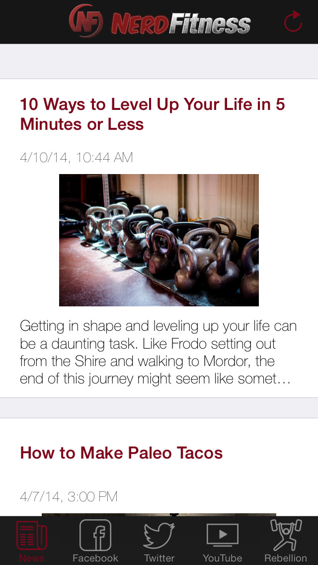 Emulate iPhone app Nerd Fitness using MyAndroid