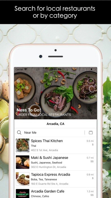 Emulate iPhone app Ness - Food Takeout & Delivery using MyAndroid