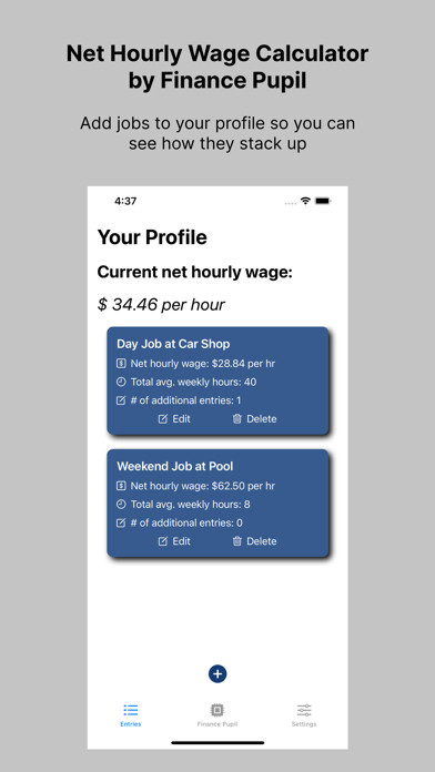 Emulate iPhone app Net Hourly Wage Calculator using MyAndroid