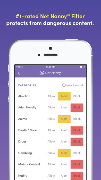 Emulate iPhone app Net Nanny Parental Control App using MyAndroid