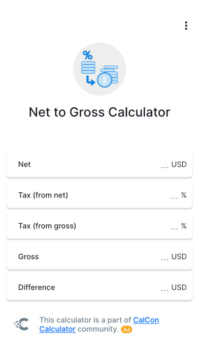Emulate iPhone app Net to Gross Calculator using MyAndroid Emulate iPhone app Net to Gross Calculator using MyAndroid
