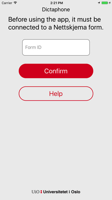 Emulate iPhone app Nettskjema-diktafon using MyAndroid