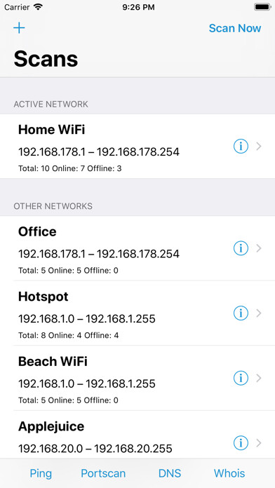 Emulate iPhone app Network Radar using MyAndroid