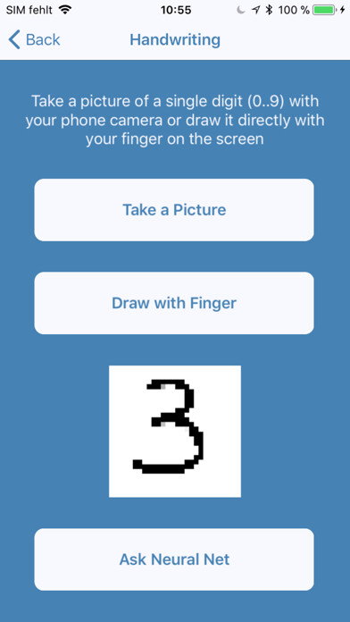 Emulate iPhone app Neural Net for Handwriting using MyAndroid
