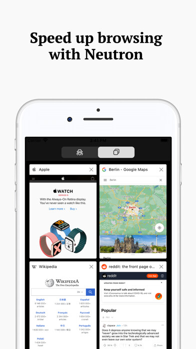 Emulate iPhone app Neutron Browser using MyAndroid