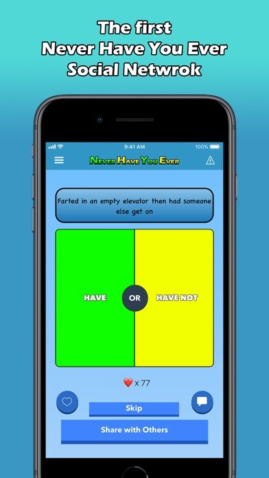 Emulate iPhone app Never Have You Ever using MyAndroid