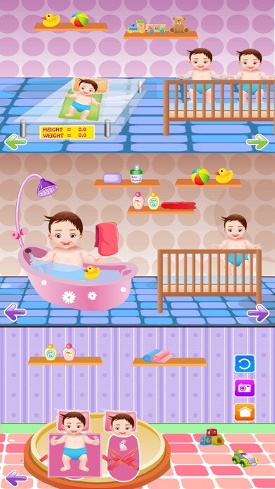 Emulate iPhone app Newborn Twins Baby & Mommy Care - Play free kids game using MyAndroid